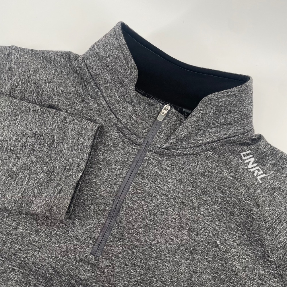 UNRL Elite Quarter Zip Pullover Mens L Gray Fleece Lined Performance Active Top